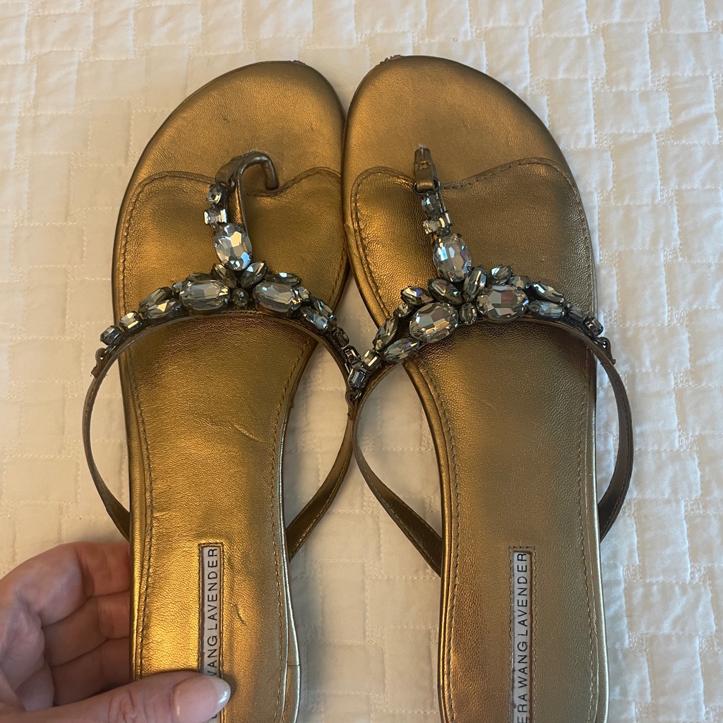 Vera Wang Lavender Brand Name Jeweled Sandals